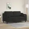 Image de Canapé 2 Places Avec Oreillers Décoratifs Noir 140 Cm Tissu Vidaxl