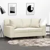 Image de Canapé 2 Places Avec Oreillers Crème 120 Cm Similicuir Vidaxl