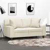 Image de vidaXL Canapé 2 places avec oreillers crème 120 cm similicuir canapé causeuse canapé de salon canapés canapé rembourré 3200862