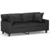 Image de Canapé 2 Places Avec Oreillers Décoratifs Noir 140cm Similicuir Vidaxl