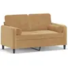 Image de Canapé 2 Places Avec Oreillers Décoratifs Brun 120 Cm Velours Vidaxl
