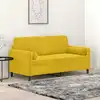 Image de Canapé 2 Places Avec Oreillers Décoratifs Jaune 140 Cm Velours Vidaxl