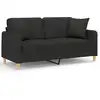 Image de Canapé 2 Places Avec Oreillers Décoratifs Noir 140 Cm Tissu Vidaxl