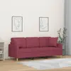 Image de Canapé 3 Places Avec Oreillers Décoratifs Bordeaux 180 Cm Tissu Vidaxl