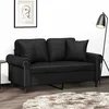 Image de Canapé 2 Places Avec Oreillers Décoratifs Noir 120cm Similicuir Vidaxl