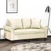 Image de vidaXL Canapé 2 places avec oreillers crème 120 cm similicuir 3200926