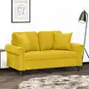 Image de Canapé 2 Places Avec Oreillers Décoratifs Jaune 120 Cm Velours Vidaxl