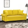 Image de vidaXL Canapé 2 places avec oreillers décoratifs jaune 140 cm velours canapé canapé rembourré siège de salon causeuse 3200951