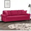 Image de Canapé 3 Places Avec Oreillers Bordeaux 180 Cm Velours Vidaxl