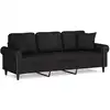 Image de Canapé 3 Places Avec Oreillers Décoratifs Noir 180 Cm Velours Vidaxl