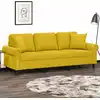 Image de Canapé 3 Places Avec Oreillers Décoratifs Jaune 180 Cm Velours Vidaxl