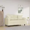 Image de Canapé 2 Places Avec Oreillers Crème 120 Cm Similicuir Vidaxl