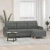 Image de vidaXL Canapé à 3 places avec repose-pieds Gris foncé 180 cm Tissu canapé canapé avec repose-pieds canapé trois places 3201002