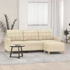 Image de Canapé À 3 Places Avec Repose-pieds Crème 180 Cm Tissu Vidaxl
