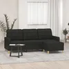 Image de Canapé À 3 Places Avec Repose-pieds Noir 180 Cm Tissu Vidaxl