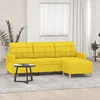 Image de Canapé À 3 Places Avec Repose-pieds Jaune Clair 180 Cm Tissu Vidaxl