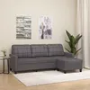 Image de vidaXL Canapé à 3 places avec repose-pieds Gris 180 cm Similicuir canapé canapé avec repose-pieds canapé trois places 3201016