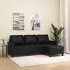 Image de Canapé À 3 Places Avec Repose-pieds Noir 180 Cm Similicuir Vidaxl