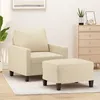 Image de Fauteuil Avec Repose-pied Crème 60 Cm Tissu Vidaxl