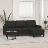 Image de Canapé À 3 Places Avec Repose-pieds Noir 180 Cm Tissu Vidaxl