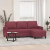 Image de Canapé À 3 Places Avec Repose-pieds Rouge Bordeaux 180 Cm Tissu Vidaxl
