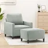 Image de Fauteuil Avec Repose-pied Gris Clair 60 Cm Velours Vidaxl