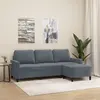 Image de Canapé À 3 Places Avec Repose-pieds Gris Foncé 180 Cm Velours Vidaxl