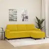 Image de Canapé À 3 Places Avec Repose-pieds Jaune 180 Cm Velours Vidaxl