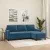 Image de Canapé À 3 Places Avec Repose-pieds Bleu 180 Cm Velours Vidaxl