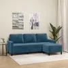 Image de vidaXL Canapé à 3 places avec repose-pieds Bleu 180 cm Velours 3201064