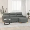 Image de Canapé À 3 Places Avec Repose-pieds Gris Foncé 180 Cm Tissu Vidaxl