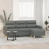 Image de vidaXL Canapé à 3 places avec repose-pieds Gris foncé 180 cm Tissu canapé canapé avec repose-pieds canapé trois places 3201074