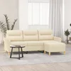 Image de Canapé À 3 Places Avec Repose-pieds Crème 180 Cm Tissu Vidaxl