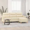 Image de vidaXL Canapé à 3 places avec repose-pieds Crème 180 cm Tissu canapé canapé avec repose-pieds canapé trois places canapé 3201075