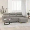 Image de Canapé À 3 Places Avec Repose-pieds Taupe 180 Cm Tissu Vidaxl