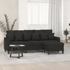 Image de Canapé À 3 Places Avec Repose-pieds Noir 180 Cm Tissu Vidaxl