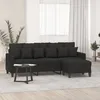 Image de vidaXL Canapé à 3 places avec repose-pieds Noir 180 cm Tissu canapé canapé avec repose-pieds canapé trois places canapé 3201093