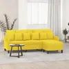 Image de Canapé À 3 Places Avec Repose-pieds Jaune Clair 180 Cm Tissu Vidaxl