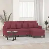 Image de Canapé À 3 Places Avec Repose-pieds Rouge Bordeaux 180 Cm Tissu Vidaxl