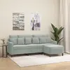 Image de Canapé À 3 Places Avec Repose-pieds Gris Clair 180 Cm Velours Vidaxl