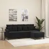 Image de Canapé À 3 Places Avec Repose-pieds Noir 180 Cm Velours Vidaxl
