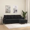 Image de vidaXL Canapé à 3 places avec repose-pieds Noir 180 cm Velours canapé canapé avec repose-pieds canapé trois places 3201112