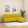 Image de Canapé À 3 Places Avec Repose-pieds Jaune 180 Cm Velours Vidaxl