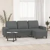 Image de Canapé À 3 Places Avec Repose-pieds Gris Foncé 180 Cm Tissu Vidaxl