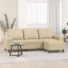 Image de Canapé À 3 Places Avec Repose-pieds Crème 180 Cm Tissu Vidaxl
