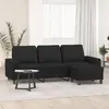 Image de Canapé À 3 Places Avec Repose-pieds Noir 180 Cm Tissu Vidaxl