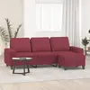 Image de Canapé À 3 Places Avec Repose-pieds Rouge Bordeaux 180 Cm Tissu Vidaxl