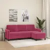 Image de Canapé À 3 Places Et Repose-pieds Rouge Bordeaux 180 Cm Velours Vidaxl