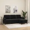 Image de Canapé À 3 Places Avec Repose-pieds Noir 180 Cm Velours Vidaxl