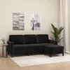Image de vidaXL Canapé à 3 places avec repose-pieds Noir 180 cm Velours canapé canapé avec repose-pieds canapé trois places 3201179